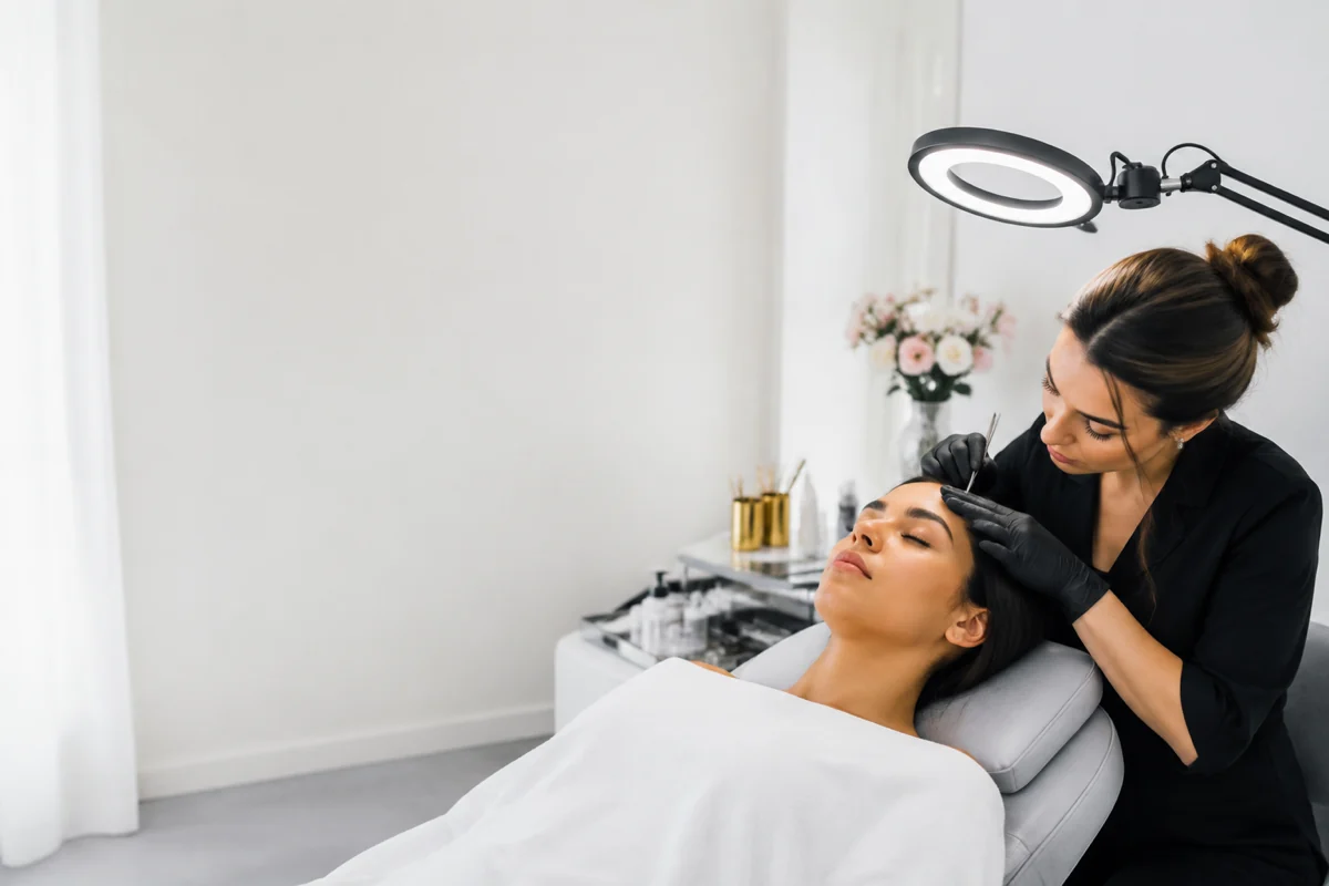 Brow and lash station at V&F Beauty Lounge, Oxford
