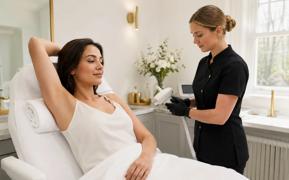 Laser Hair Removal in the treatment room at V&F Beauty Lounge, Oxford
